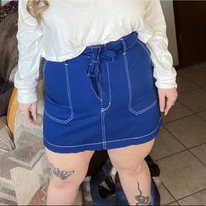 Plus size paper bag denim skirt